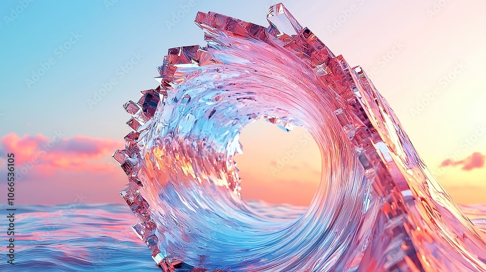 Poster dynamic wave of geometric shapes, an abstract depiction of flowing forms in two contrasting colors, 