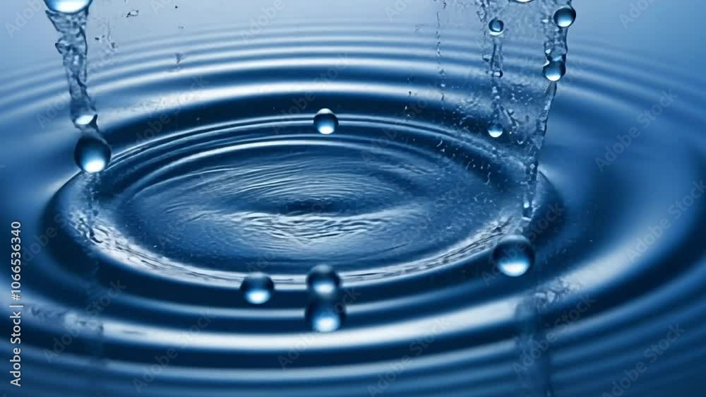 Aufkleber Water Drop Ripples: A single water drop creates a mesmerizing pattern of concentric ripples on the surface of still water, capturing the essence of serenity and tranquility. 