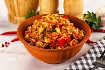 Mexican spicy rice with vegetables