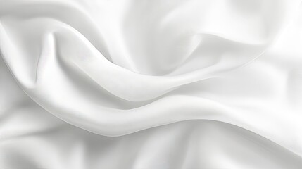 Obraz premium Elegant white fabric creates gentle waves and gradients, providing an ideal background for display presentations. The smooth texture of the white fabric enhances visual appeal with ample copy space.