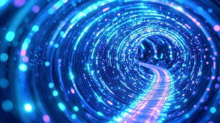 Time Clock Tunnel in Fibers Ring, a mesmerizing spiral of vibrant fibers converging into a clock face, creating an illusion of depth and movement in an abstract space.
