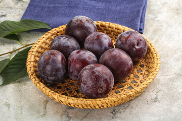 Ripe sweet tasty blue plum