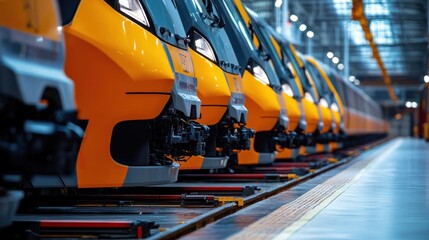 Rail maintenance equipment lined up, ready for use in high-speed train service operations