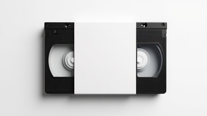 Simple cassette cover mockup with blank label space and white sleeve, ideal for retro-inspired designs.