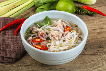 Vietnamese Pho Bo soup with beef