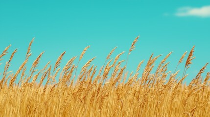 Fototapeta premium Swaying Grass Under Clear Blue Sky