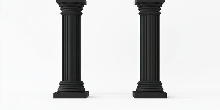 Two parallel black columns set against a white backdrop, offering ample space for additional text or imagery. The black pillars create a striking contrast with the white background.