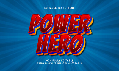 power hero editable text effects with a hero and kids theme
