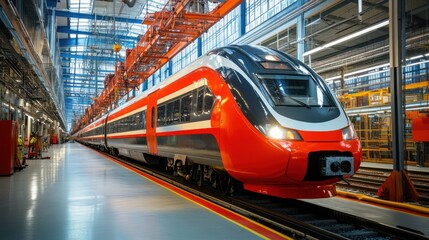 Fototapeta premium High-speed train repair facilities equipped with modern tools and skilled technicians