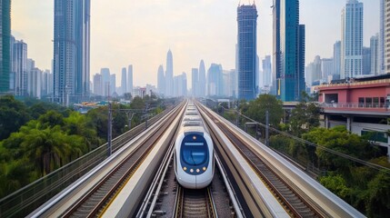 Fototapeta premium High-speed rail development connecting cities with fast, efficient public transport solutions