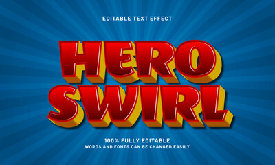 hero swirl editable text effects with a play and game theme