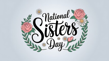 Naklejka premium National Sisters Day Floral Wreath Design