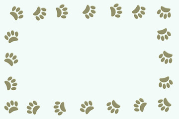 薄い水色の背景にグレーの動物の足跡が左回り並ぶフレーム