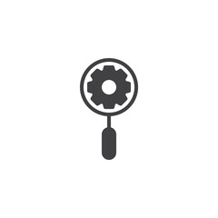 Magnifying glass and gear vector icon