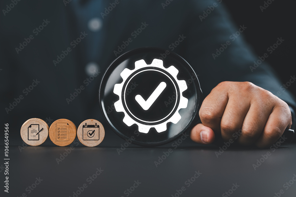 Poster office document auditing concept ,plan review process and assess correctness ,Management of important document storage of organization ,document system ,accountant Audit documents