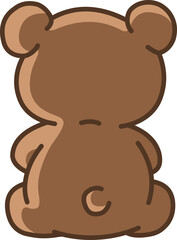Brown teddy bear sitting, viewed from behind