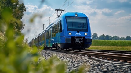 Fototapeta premium Hydrogen-powered train engines offering clean energy solutions for public transport systems
