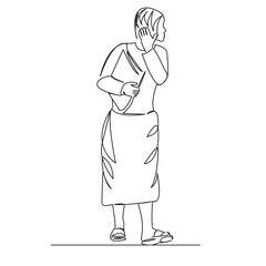 One continuous single drawing line art flat doodle girl, newspaper, beautiful, people, female, business. Isolated image hand draw contour on a white background
