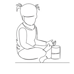 One continuous single drawing line art flat doodle milk, glass, girl, drink, healthy, nutrition. Isolated image hand draw contour on a white background
