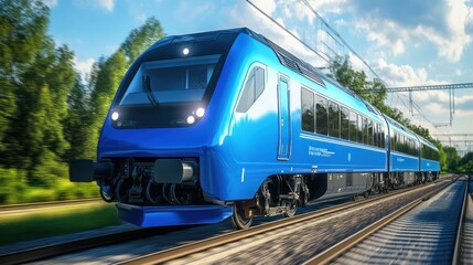 Naklejka premium Hydrogen-powered locomotive engines providing sustainable, zero-emission rail transport solutions