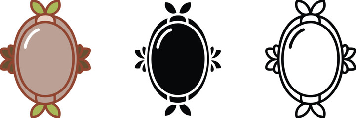 Ornamental Frame with Leaves and Decorative Shapes