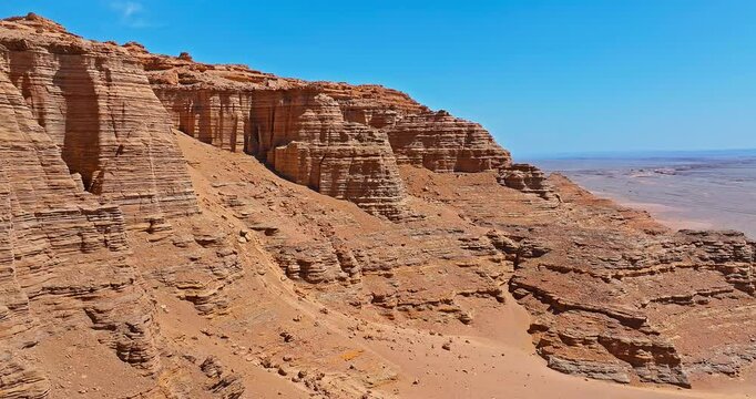 Spectacular Dahaidao Yadan landform natural landscape in Xinjiang. The famous uninhabited desert Gobi scenery in China.