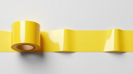 Clean under construction tape mockup with blank yellow roll, perfect for construction or warning themes.