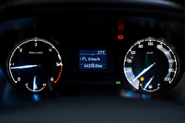 car​ instrument panel, car​ speed motor of​ night, car​ dashboard​ modern​ automobile...