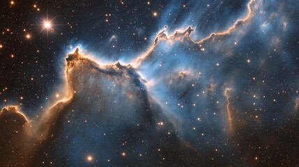 Fototapeta premium Detailed view of cosmic nebula with stars in deep space