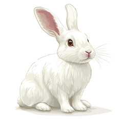 Fototapeta premium Cute white rabbit isolated on white background. Vector realistic illustration. 