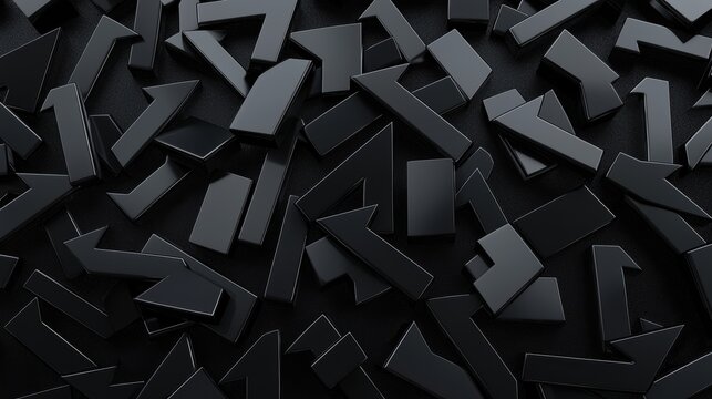 Cluster of black arrows facing left, flat and bold, representing reverse direction, navigation cues, and movement in 2D style