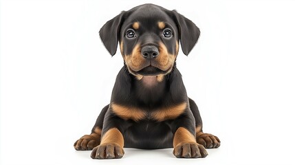 Obraz premium Alert Doberman Puppy Sitting Calmly and Focused