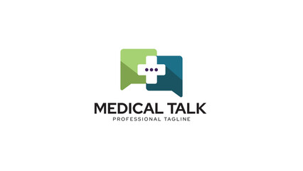 Obraz premium talk health app logo designs are simple and modern for medical talk and chat icon