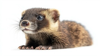 Obraz premium Curious Ferret Exploring Its Surroundings