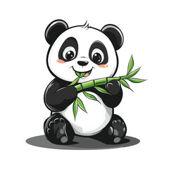 Fototapeta premium panda is eatting leaf