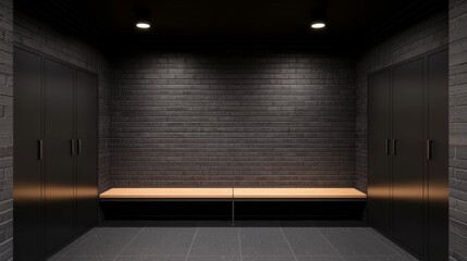 Industrial Locker Room Interior with Minimalist Design