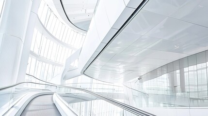 Fototapeta premium White Abstract Geometric Architecture - a captivating and modern indoor scene. The geometric shapes create an engaging and stylish atmosphere.