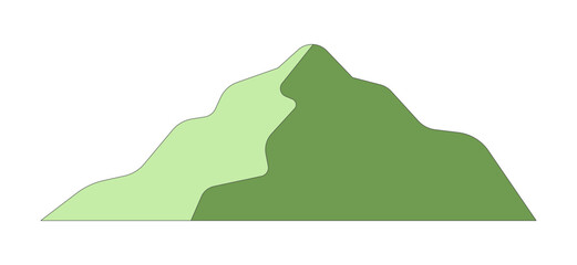 Mountain hill peak 2D cartoon object. Summit mountainous greenery mountaintop. Serene environment. Hillside verdant isolated element flat vector clipart on white background. Spot illustration