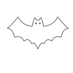 A bat is drawn in white with black eyes