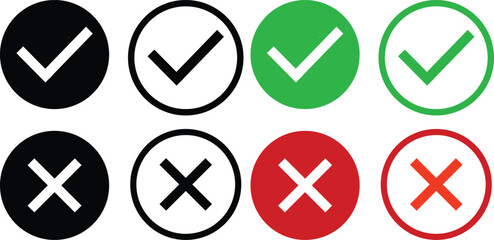 check mark icon set. right and wrong buttons. Check marks vector icons. checklist signs.

