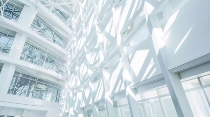 Obraz premium White Abstract Geometric Architecture - a captivating and modern indoor scene. The geometric shapes create an engaging and stylish atmosphere.
