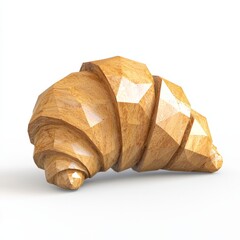 Low Poly 3D Render of a croissant, on isolated white background