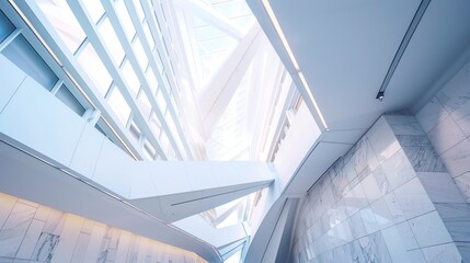 Obraz premium White Abstract Geometric Architecture - a captivating and modern indoor scene. The geometric shapes create an engaging and stylish atmosphere.