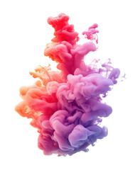 Colorful red and purple abstract liquid ink flow isolated on transparent background. Vivid paint splash, creative dye in water, gradient, art design, vibrant color explosion, artistic splash.