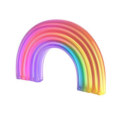 A vibrant and colorful rainbow arch The rainbow is rendered in a 3D style, isolated on transparent or white background