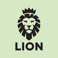 Bold Lion Logo Design with Crown - Elegant Symbol of Strength and Leadership.