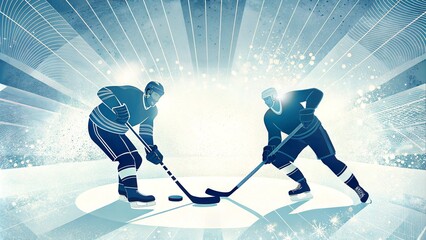 Obraz premium Dynamic ice hockey clash: a modern sports illustration of two players in action