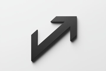 Black upward arrow icon on a white isolated background, representing growth and direction.