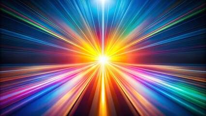 Obraz premium Abstract Composition of Colorful Light Rays Converging Towards a Bright Point on a Smooth Surface in Low Light Photography