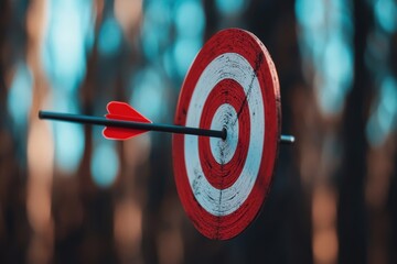Classic red and white target icon, symbolizing focus, precision, and goal-setting, perfect for themes of achievement and direction